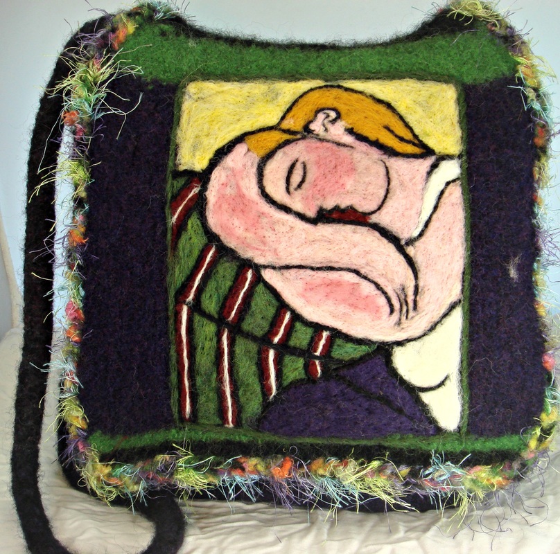 Picasso-Woman with Yellow Hair - FELTED FANTASIES: One of a kind felted and  needle felted alpaca hats, purses, alpaca hats, gloves, portraits, pillows